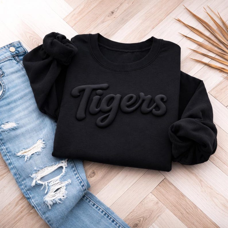 Custom Puff Print Sweatshirt, Personalized Team Name School Spirit Mascot Shirt image 5