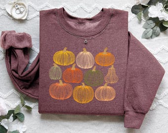 Fall Pumpkin Graphic Sweatshirt: Women's Cute Pumpkin Shirt, Thanksgiving Autumn Gift