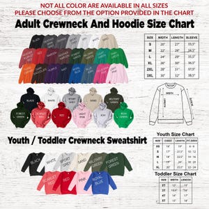 adult crew neck and hoodie sizes chart