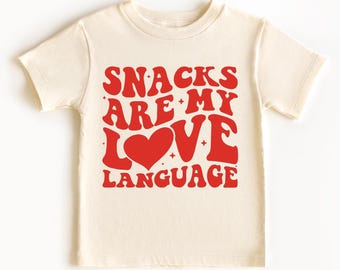 Kids Valentines Day Sweatshirt, Snacks Are My Love Language, Boys Valentine Shirt, Toddler XOXO Outfit