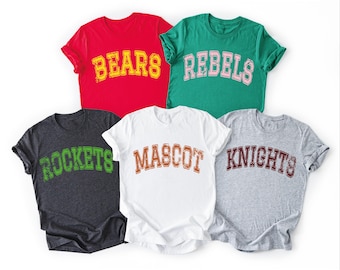 Custom Mascot T-Shirt, Retro School Spirit Tee, Personalized Team Name Gift