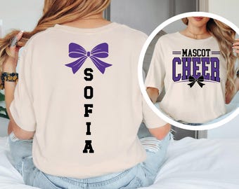 Personalized Cheer Mascot Sweatshirt, Team Name Cheer Squad Shirt, Megaphone Shirt, Cheerlanding Cheer Mom with Name Shirt, Cheer Shirt