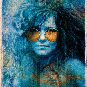 Janis Joplin Limited Edition Print 11 x 17 Blue