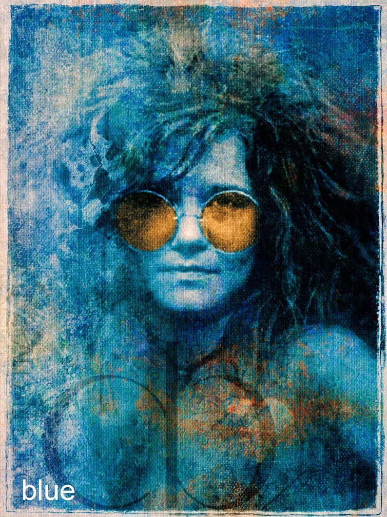 Janis Joplin Limited Edition Print 11 x 17 Blue