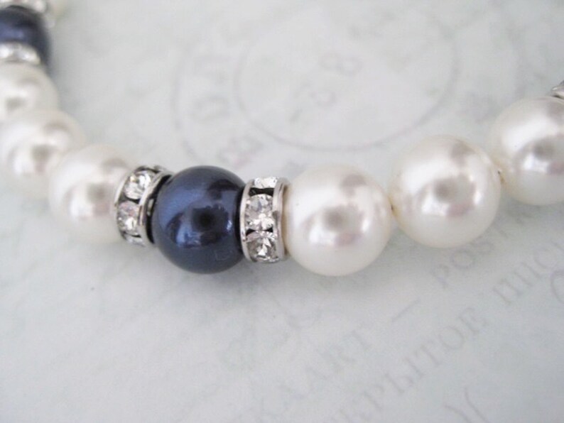 Catherine Navy Pearl Bracelet , Something Blue , Pearl Jewellery , Bridal Party Gifts , Romantic Wedding Bracelet , Nautical Wedding image 4