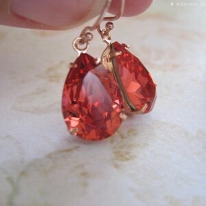 Mia Orange Teardrop Earring , Padparadscha Crystal Earring ,Simple Delicate Dangle , Rose Gold Earring ,Wedding Jewellery ,Bridesmaids Gift image 6