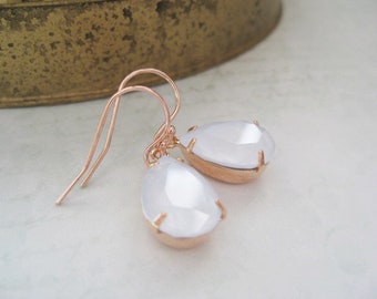 Mia - Pastel Blue Crystal Earrings , Blue drop Earrings , Simple Delicate Drops ,Rose Gold Earrings ,Wedding Jewellery , Bridesmaids Gifts