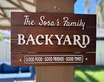 Personalized Family Backyard Sign: Handcrafted Welcome Decor