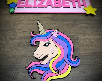 Personalized Unicorn Bedroom Door / Wall Hanger: Handmade Name Sign