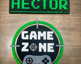 Personalized Gaming Bedroom Door / Wall Hanger: Gamer Zone Sign
