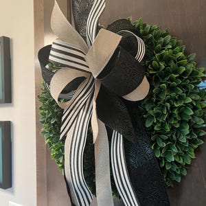 Black, khaki, and cream Clean Lines bow  for wreaths, lanterns, swags or gifts