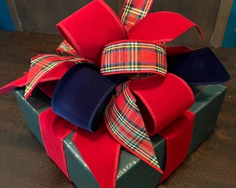 Red & Green Merry Christmas Reusable Gift Box; Pre-Wrapped Box