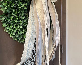 Dusty Blue and Neutral ribbon set (wreath not included)