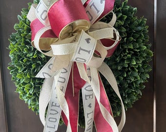 LOVE Valentine bow for wreaths, gifts, or lanterns