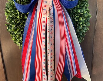 Patriotic stripes ribbon set (wreath not included)