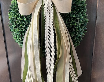 Green and cream ribbon set (wreath not included)