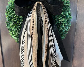 Black and cream ribbon set (wreath not included)