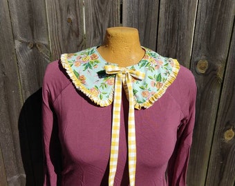 Handmade Statement Rifle Paper Co Floral Reversible Detachable Collar with Ruffle