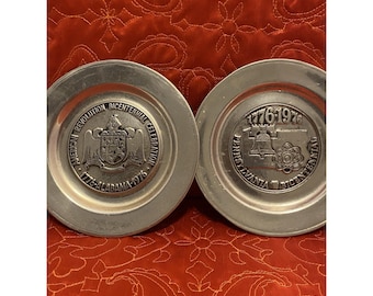 Plato antiguo de peltre RWP Wilton de 1776, bicentenario de Pensilvania y Alabama (1976).