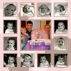 Baby's First Year Photo Collage Design, boy or girl DIGITAL FILE image 2