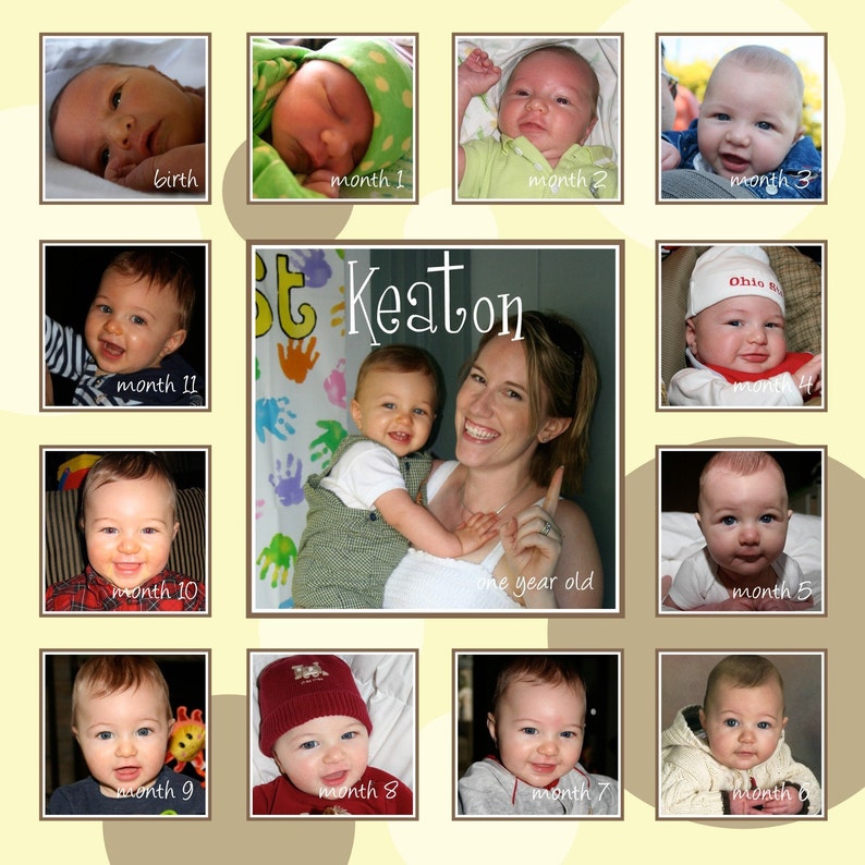 Baby's First Year Photo Collage Design, boy or girl DIGITAL FILE image 4