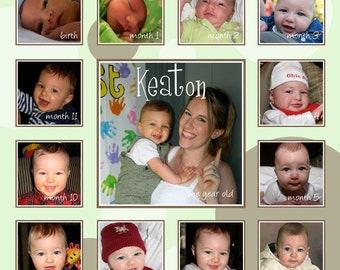 Baby's First Year Photo Collage Design, boy or girl  DIGITAL FILE