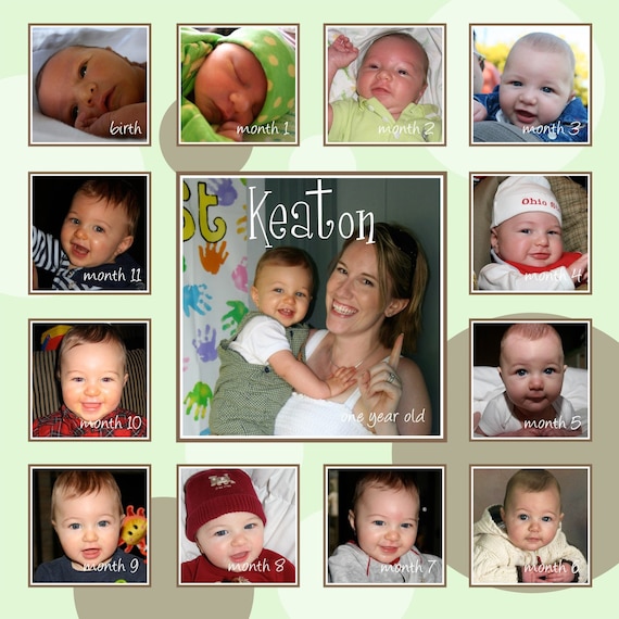 Baby S First Year Photo Collage Design Boy Or Girl Etsy