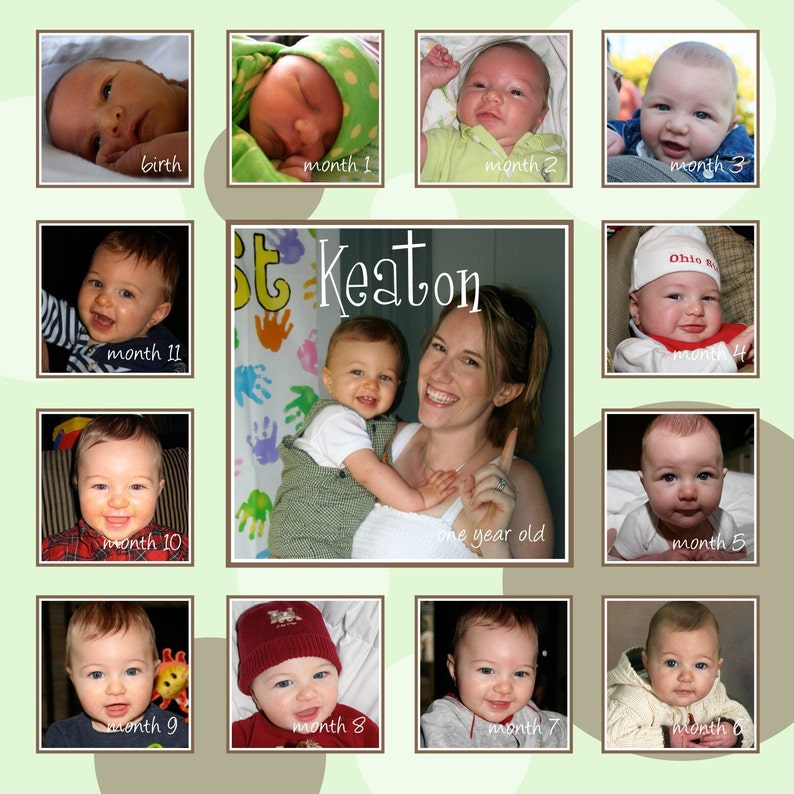Baby's First Year Photo Collage Design, boy or girl DIGITAL FILE image 1