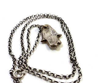 Amulet-serie handgegoten hamsa-hanger sterlingzilveren ketting