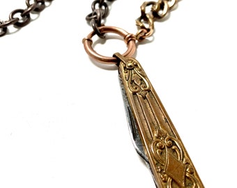 Mixed Metals Horloge keten Sterling Silver Protection Ketting. Victoriaanse zakmes fob ketting.