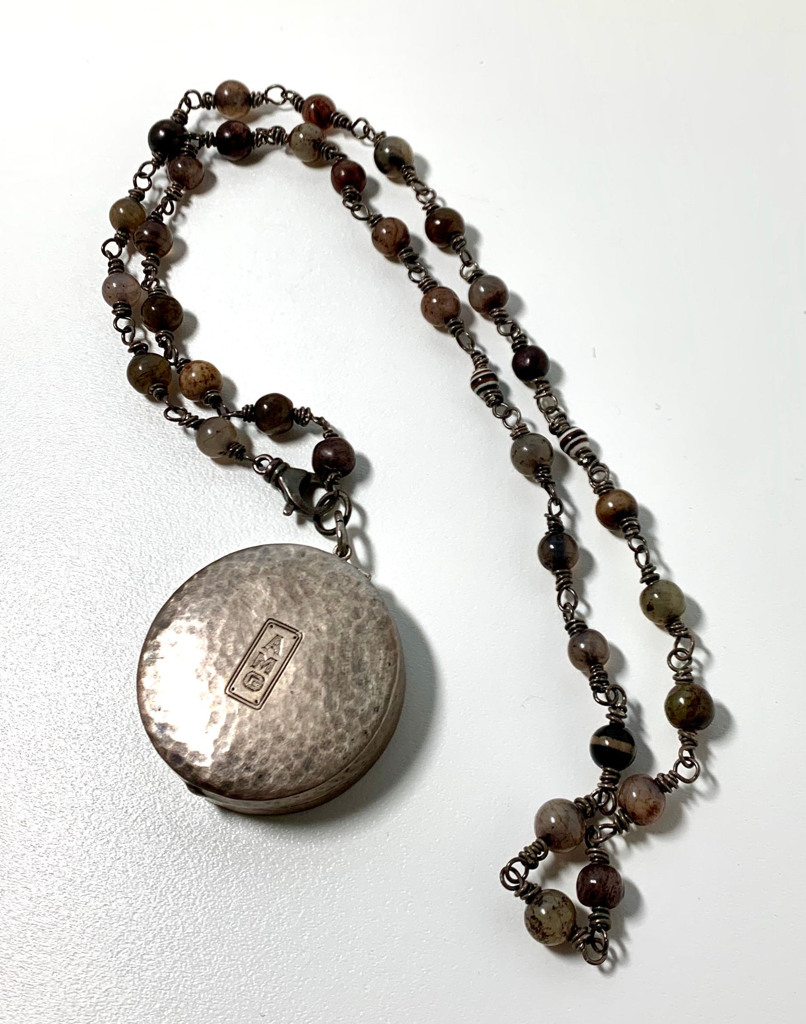 Stunning Agate and Sterling Silver Treasure Box Necklace Etsy