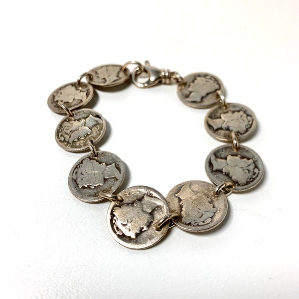 Vintage Silver Mercury Dime Bracelet
