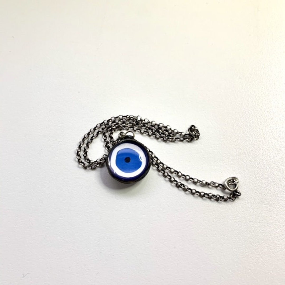Original Art Evil Eye Glass Pendant Necklace Etsy