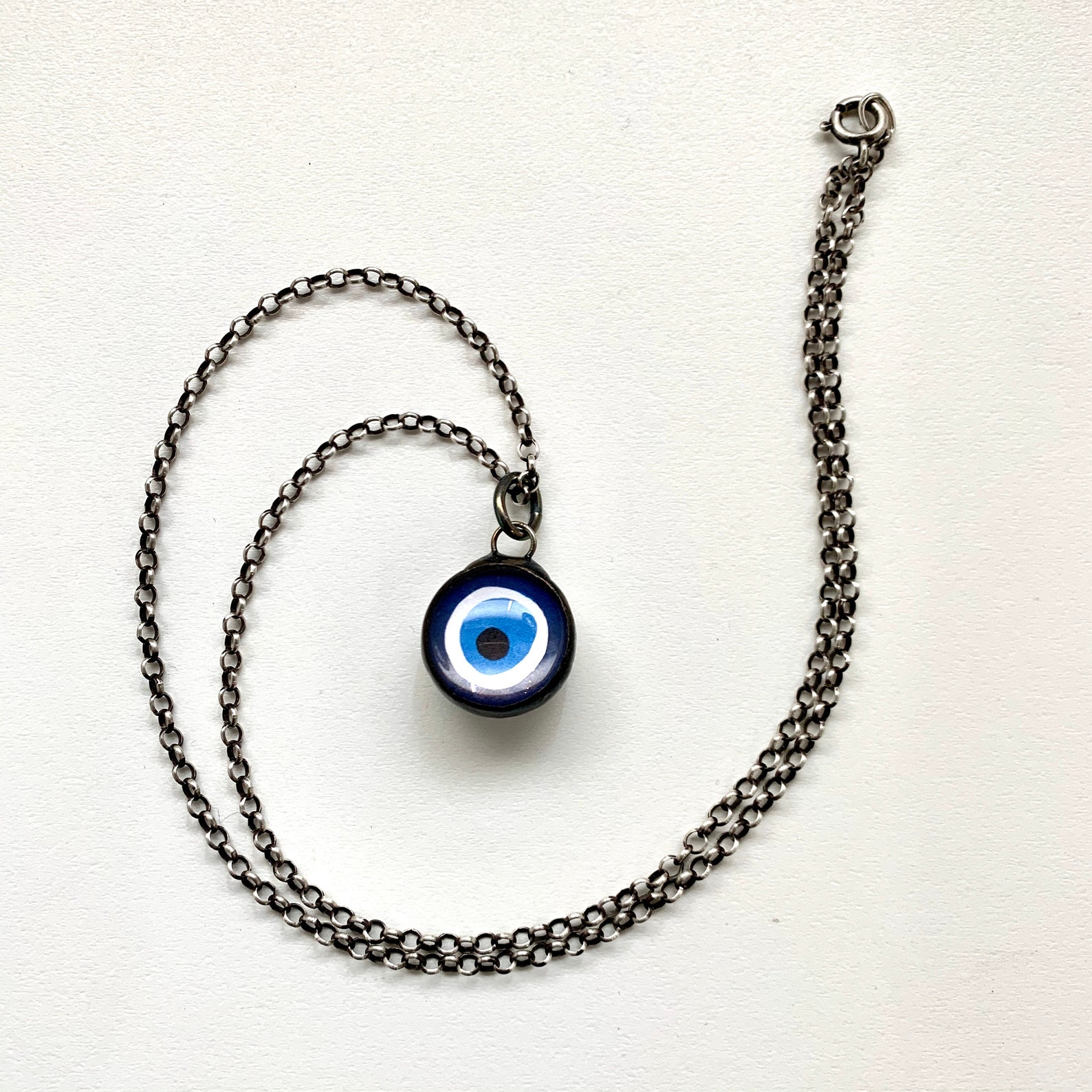 Original Art Evil Eye Glass Pendant Necklace Etsy
