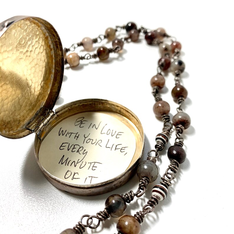 Stunning Agate and Sterling Silver Treasure Box Necklace Etsy