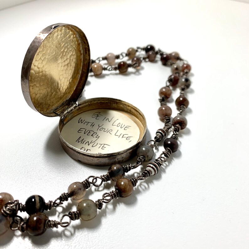 Stunning Agate and Sterling Silver Treasure Box Necklace Etsy