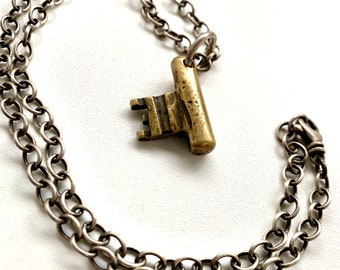 Gestileerde Vintage Messing Key Hanger Sterling Zilveren Ketting Ketting
