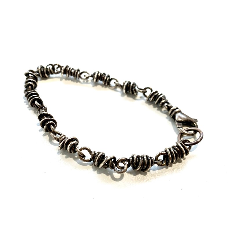 Sterling Silver Twisted Wire Links Bracelet Etsy