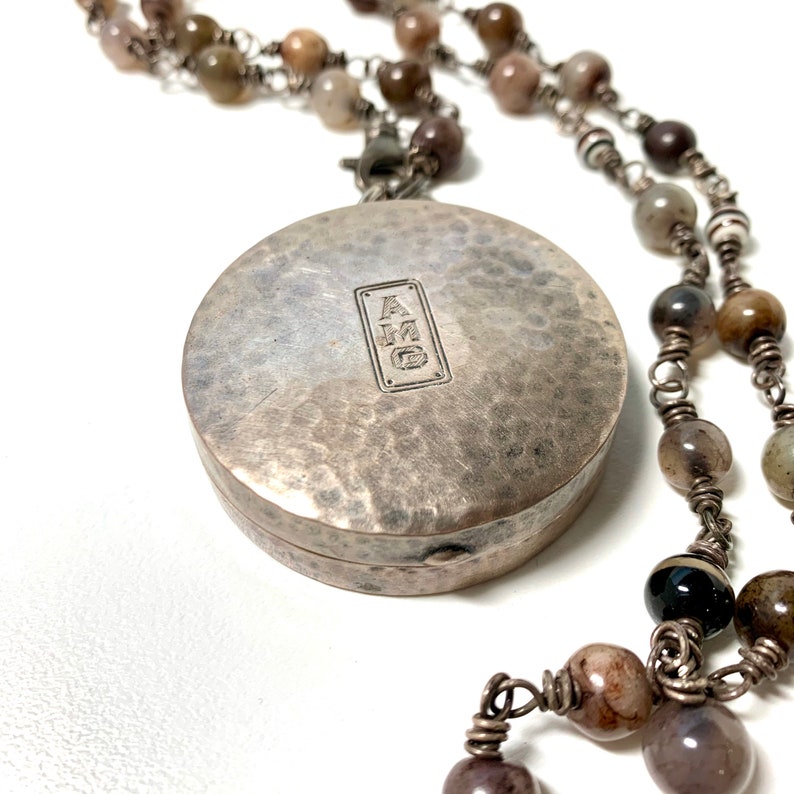 Stunning Agate and Sterling Silver Treasure Box Necklace Etsy