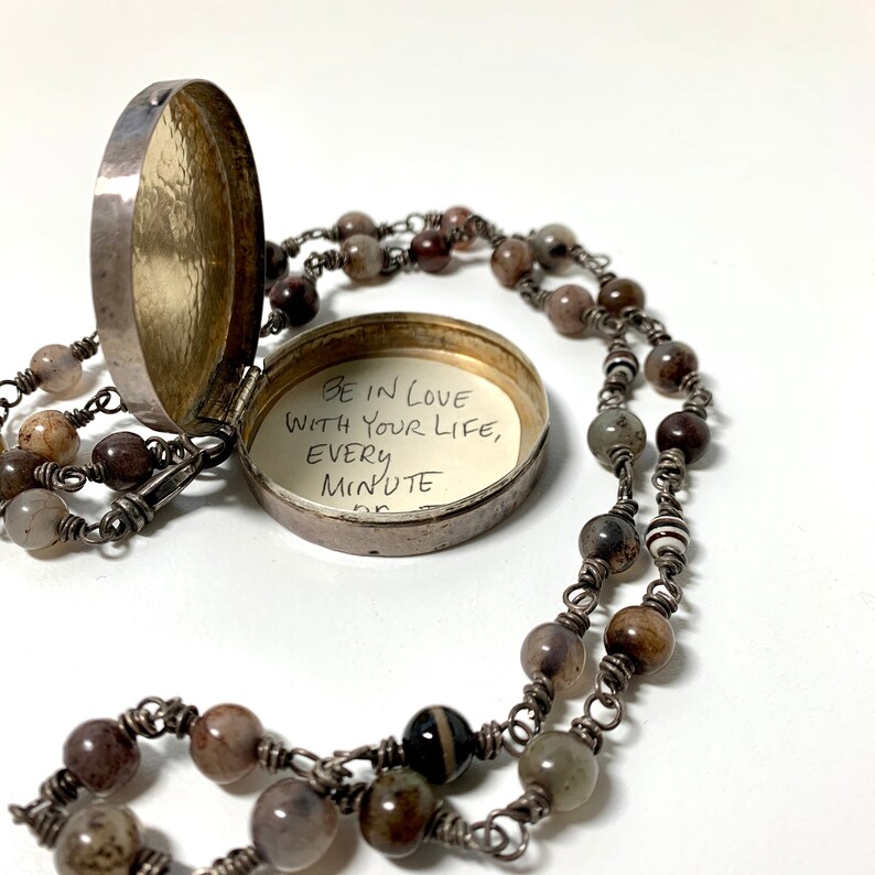 Stunning Agate and Sterling Silver Treasure Box Necklace Etsy