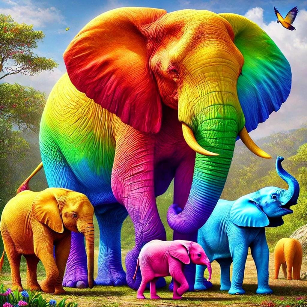 Colored Elephants - Etsy