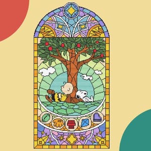 Snoopy and Charlie Stained Glass