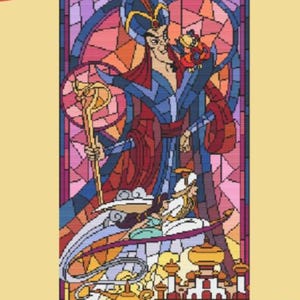 Aladdin and the King of Stitches (Stained Glass) - Cross Stitch Pattern (Digital PDF, Pattern Keeper)