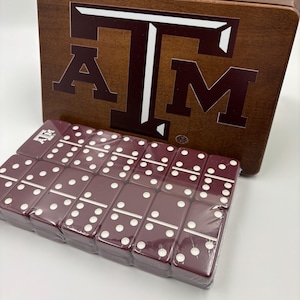 Texas A&M Dominoes: Tournament Size in Walnut Wood Gift Box