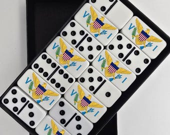 Virgin Island Flag Dominoes Double 6 Without Spinner (LDD6) in a