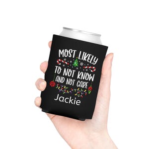 Festive Can Cooler, Funny Drink Sleeve, Holiday Gift, Personalized Beverage Holder, Christmas Party Decor, Custom Cooler