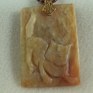 Carved cat stone necklace