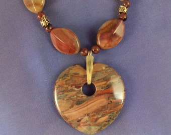 Large lovely Jasper Heart Necklace