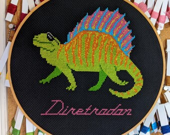 Dimetrodon cross stitch PDF pattern