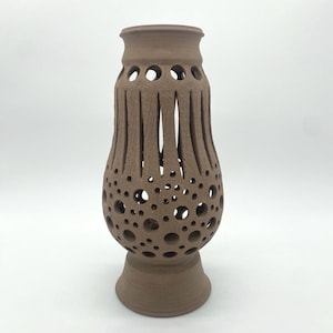 Verdelle Gray - North Carolina Pottery - Signed Studio Art Pottery Clay Candle Lantern 12” 